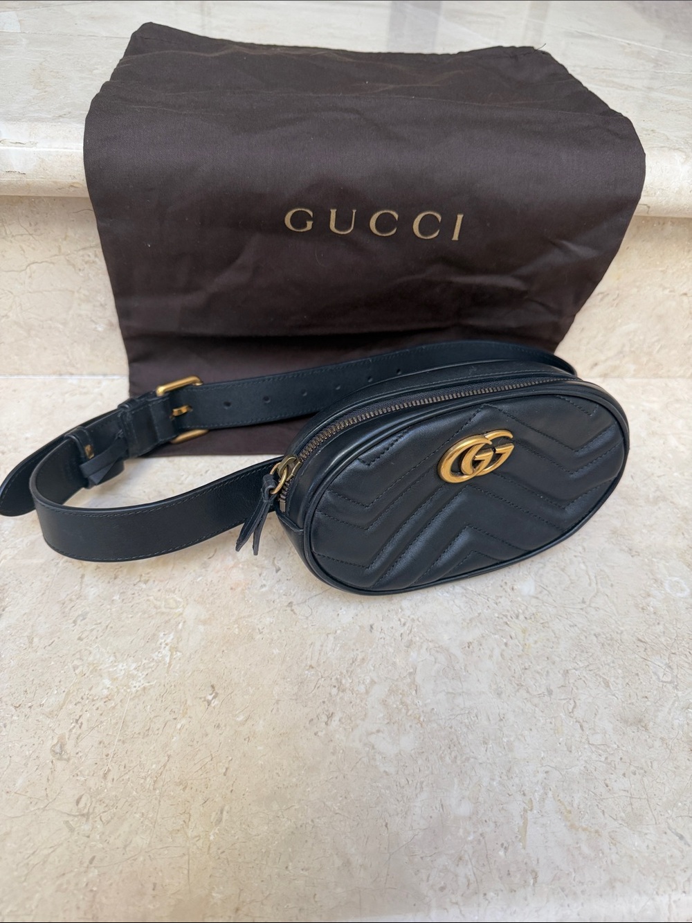 Gucci GG Marmont Black Belt Bag